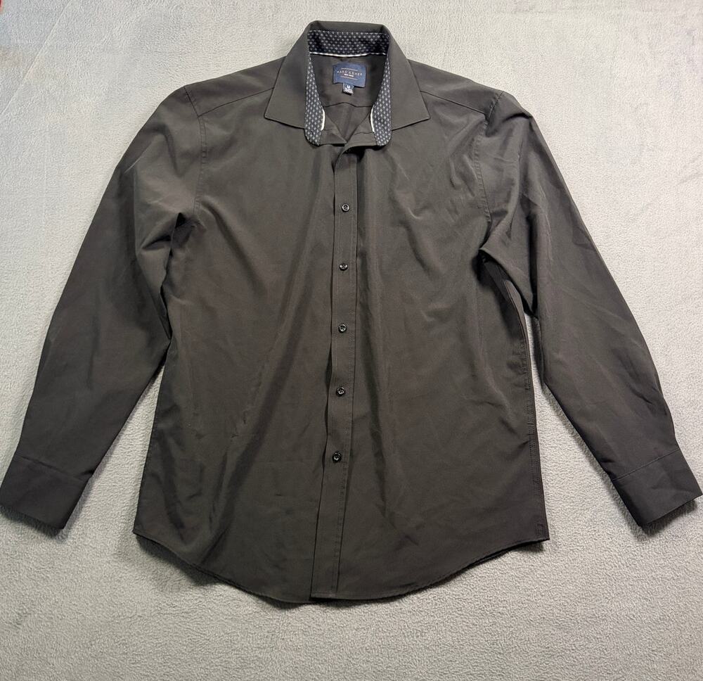 Marc Anthony Men's M Black Performance Stretch Slim Fit Long Sleeve Button Shirt